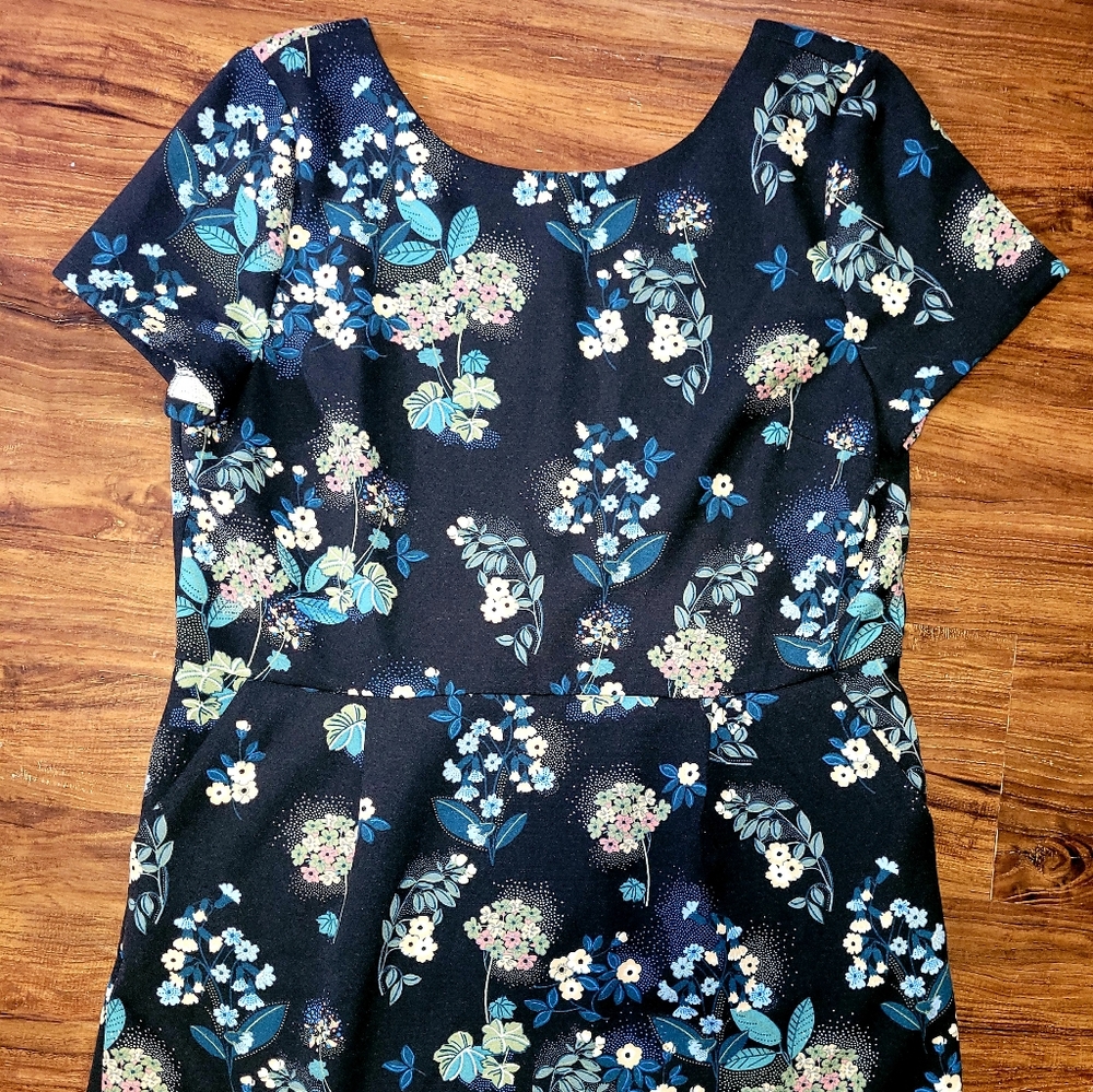 Loft navy blue flowers dress NWOT Size 18